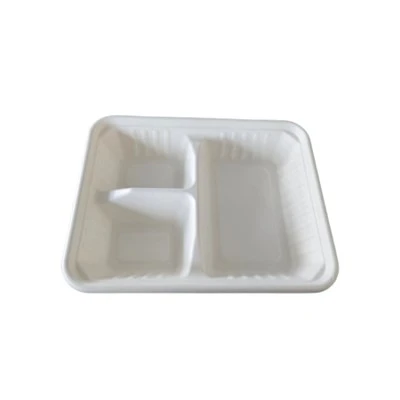 Three Compartment Bagasse Take Away Food Container