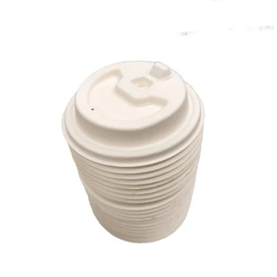 50 Count Coffee Cup Lids, Certified Compostable Disposable Bagasse Lids For 8oz, 12oz, 16oz Cups White