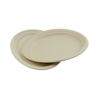 12.5" X 10" Bagasse Large Oval Plate