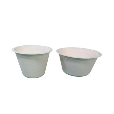 White Bagasse Round Compostable Bowl With Flat Edge 16oz 20oz 26oz